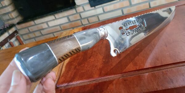 Picanheira Larga Artesanal Aço Inox 420C Lâmina Vazada "Mestre do Churrasco" - Imagem 6